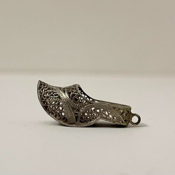 Vintage Shoe Clog Charm Filigree Pendant - Picture 1 of 14